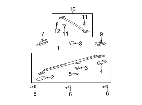 2003 Toyota Land Cruiser Luggage Carrier Cover Diagram for 63491-60080