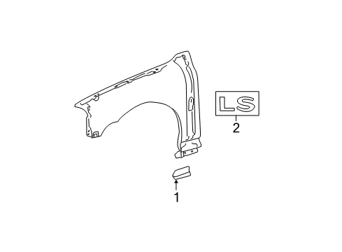 2001 Lincoln LS Exterior Trim - Fender Body Side Molding Diagram for 1W4Z-16A038-AAC