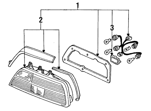 1995 Acura Legend Combination Lamps Taillight Assembly, Passenger Side Diagram for 33500-SP1-A03