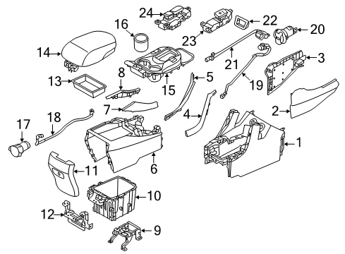 2014 Hyundai Santa Fe Sport Heated Seats Console Armrest Assembly Diagram for 84660-2W100-NBC