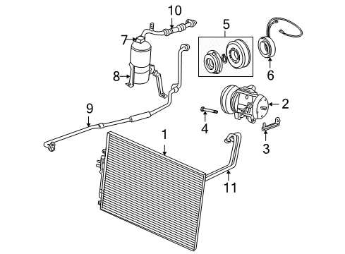 2000 Jeep Grand Cherokee A/C Condenser, Compressor & Lines Hose-Air Conditioning Diagram for 55115909AC