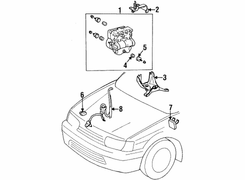 1996 Toyota Tercel ABS Components Actuator Holder Diagram for 44545-12020