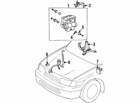 1996 Toyota Tercel ABS Components Holder, Brake Actuator Bolt Diagram for 44545-12020