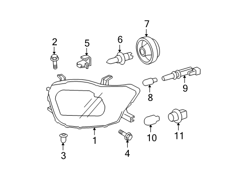 2008 Toyota Highlander Bulbs Marker Lamp Bulb Socket Diagram for 81125-48470