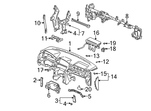 2008 Honda Pilot Cluster & Switches, Instrument Panel Lid, Auto Air Conditioner Hole*NH607L* (TU DARK GRAY) Diagram for 77104-S84-A00ZK