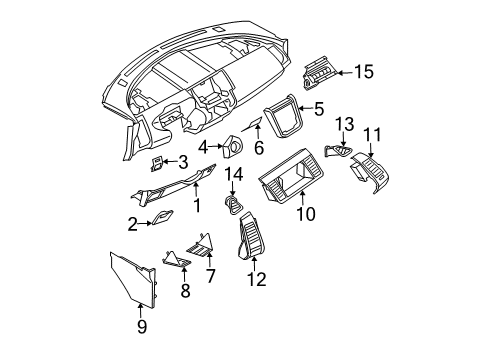 2005 Nissan Murano Cluster & Switches, Instrument Panel Panel-Switch Diagram for 68485-CA400
