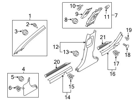 2019 Hyundai Sonata Interior Trim - Pillars, Rocker & Floor Trim Assembly-Front Pillar LH Diagram for 85810-C1000-VPP