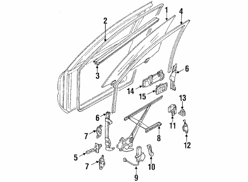 1989 Toyota Corolla Front Door - Glass & Hardware Upper Hinge Diagram for 68720-12110