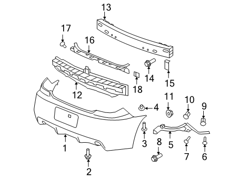 2008 Pontiac G6 Rear Bumper Center Bracket Diagram for 15939187