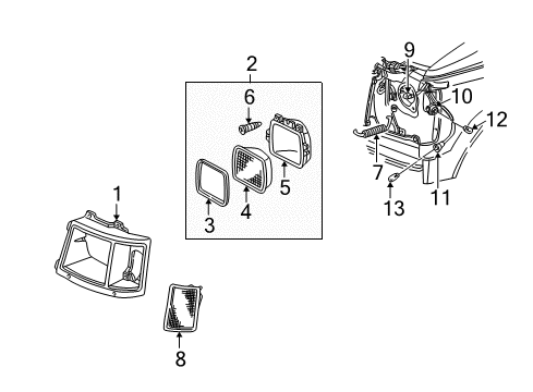1986 Chevrolet Astro Headlamps Socket Asm Diagram for 8912750