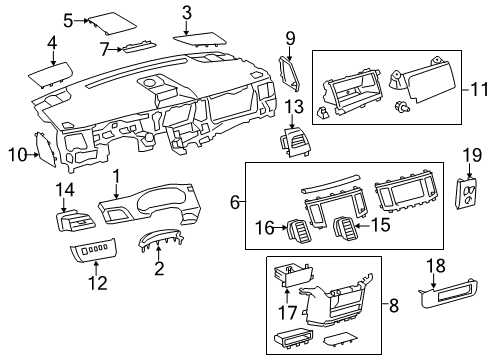 2014 Toyota Sienna Cluster & Switches, Instrument Panel Cup Holder Diagram for 55620-08010-C1