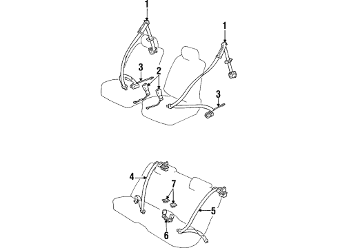 Diagram for 1998 Lexus SC400 Front Seat Belts, Rear Seat Belts 