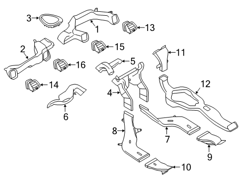 2018 Mini Cooper Clubman Instrument Panel - Ducts HEATER DUCT, REAR, LEFT FRON Diagram for 51477307881