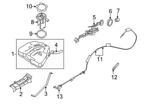 2012 Nissan Altima Fuel Supply Cap Assembly - Filler Diagram for 17251-9HA0E