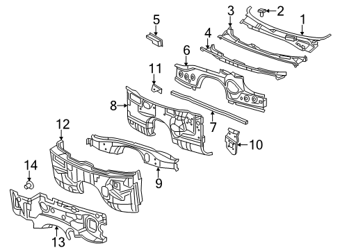 2014 Dodge Charger Cowl CROSSMEMBER-Floor Pan Diagram for 68044372AB