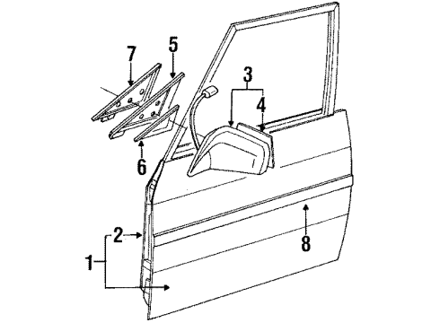 1991 Infiniti M30 Door & Components Glass-Mirror Door, LH Diagram for 96366-15E60