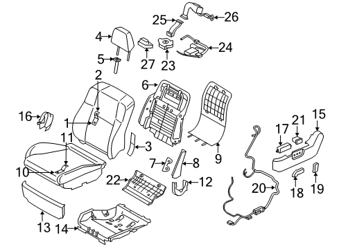 2007 Infiniti M35 Power Seats Front Seat Slide Switch Knob, Right Diagram for 87012-EH05B