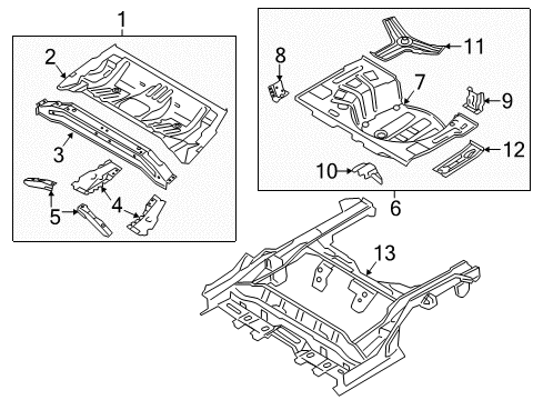 2016 Hyundai Elantra GT Rear Body - Floor & Rails Panel Assembly-Rear Floor Rear Complete Diagram for 65520-A5000