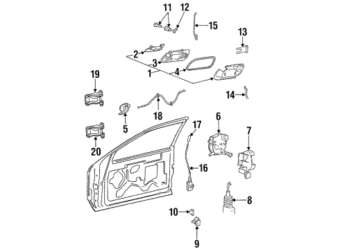 1994 Lincoln Mark VIII Lock & Hardware Control Rod Diagram for F3LY6321851A