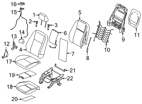 2022 Ford Transit Connect Front Seat Components Seat Cushion Pad Diagram for KT1Z-58632A22-A