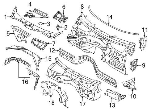 2016 BMW 228i Cowl Splash Wall Diagram for 41007284109