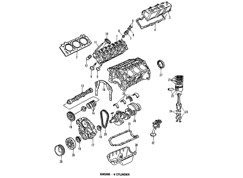 1992 Ford Tempo Engine Parts, Mounts, Cylinder Head & Valves, Camshaft & Timing, Oil Pan, Oil Pump, Crankshaft & Bearings, Pistons, Rings & Bearings Rear Mount Diagram for F23Z6038A