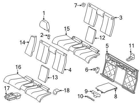 2017 BMW 430i Rear Seat Components Cover, Release Diagram for 52207262810