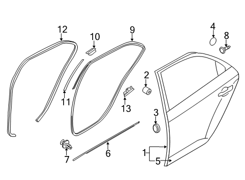 2013 Kia Forte Rear Door WEATHERSTRIP Assembly-Rear Door Side Diagram for 831401M500