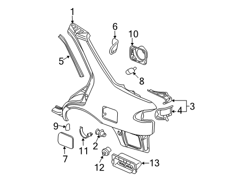 2000 Nissan Sentra Quarter Panel & Components Lid, Fuel Filler Diagram for 78830-5M030