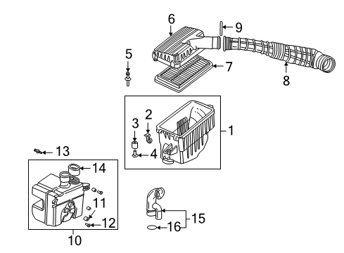 2001 Honda Accord Filters Cover, Air Cleaner Diagram for 17211-PAA-A00