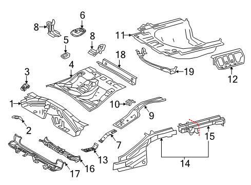 2022 Toyota Camry Rear Floor & Rails Center Floor Pan Diagram for 58211-06250