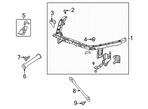 2021 Cadillac CT4 Radiator Support Upper Tie Bar Bracket Diagram for 84592844