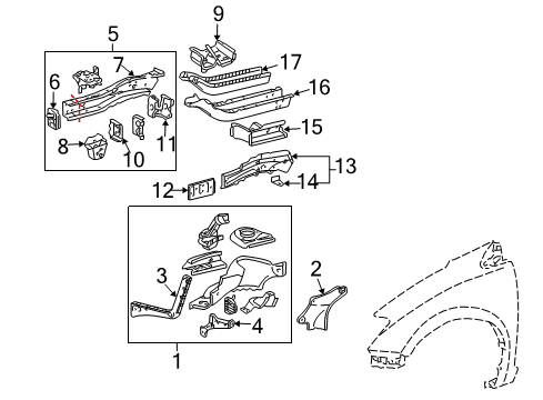 2008 Toyota Sienna Structural Components & Rails Torque Box Diagram for 57078-08020