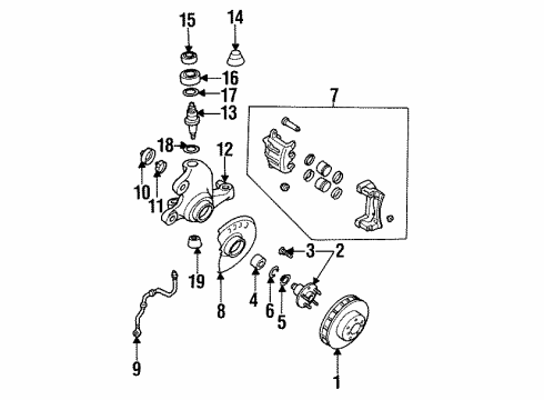 1995 Infiniti Q45 Front Brakes Piston-Cylinder Diagram for 41121-21P00