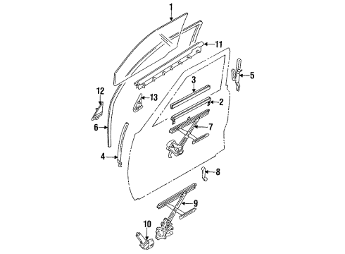 1995 Toyota Pickup Front Door Regulator Sub-Assy, Front Door Window, LH Diagram for 69820-04021