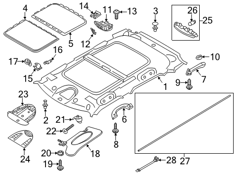 2013 Mini Cooper Countryman Sunroof Oval-Head Screw With Anti-Rotation Lock Diagram for 51217061955