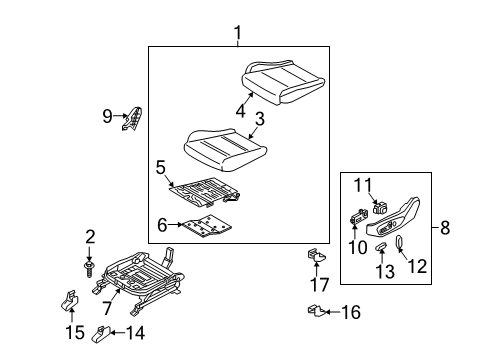 2018 Kia Sportage Power Seats Pad Assembly-Front Seat Diagram for 88150D9100