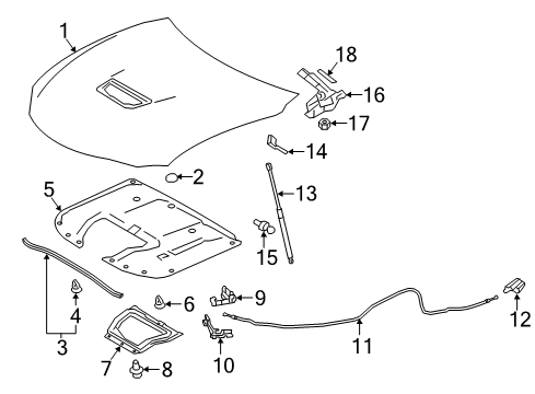 2022 Lexus RC F Hood & Components Cable Assembly, Hood Loc Diagram for 53630-24141