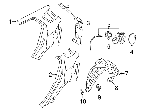 2022 Ford EcoSport Quarter Panel & Components Wheelhouse Liner Diagram for GN1Z-54278B51-G