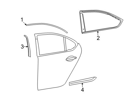 2007 Lexus LS460 Exterior Trim - Rear Door Moulding Sub-Assy, Rear Door, Outside RH Diagram for 75075-50050-A1