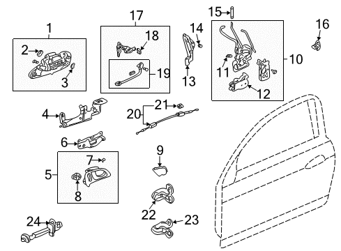 2002 Acura RSX Front Door Lock Assembly, Right Front Door Diagram for 72110-S6M-A03
