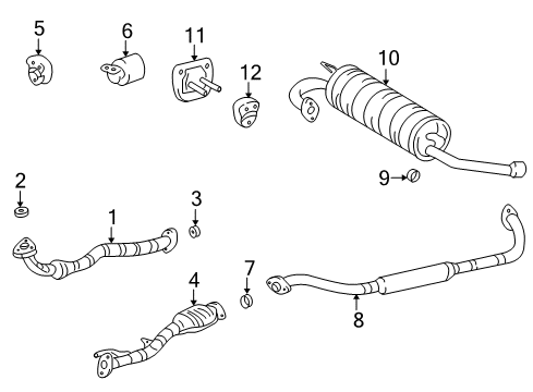 1996 Toyota RAV4 Exhaust Components Muffler & Pipe Hanger Diagram for 17565-74420