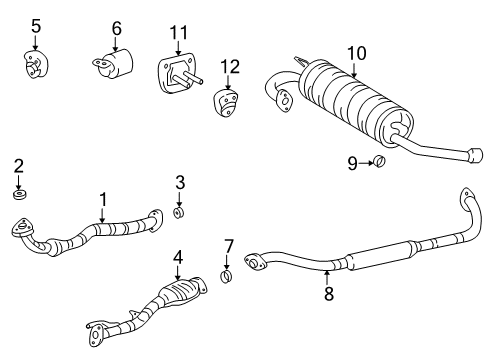 1996 Toyota RAV4 Exhaust Components Catalytic Converter Assembly With Pipe Diagram for 17460-74090