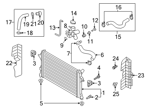 2020 Hyundai Veloster Radiator & Components Hose-Radiator Inlet Diagram for 25411-F2050