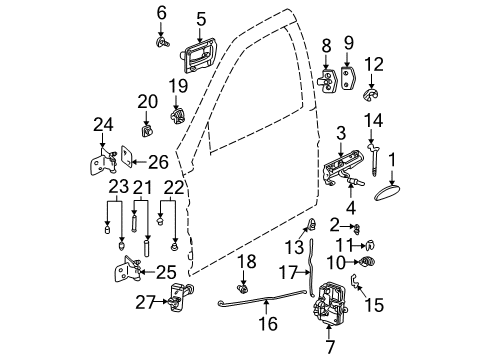 2000 Saturn LW2 Front Door - Lock & Hardware Lock Assembly Diagram for 22691298