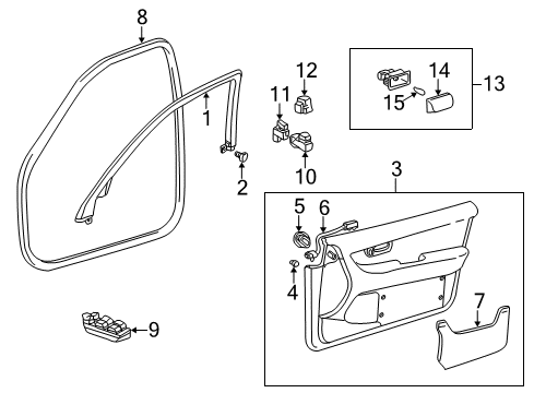 2002 Lexus LS430 Front Door Switch, Height Adjustable Anchor Diagram for 84926-50070-A0