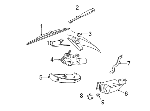 2000 Ford Taurus Lift Gate - Wiper & Washer Components Wiper Arm Diagram for 3F1Z-17526-AB