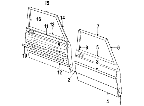 1985 Ford LTD Front Door & Components, Exterior Trim Handle Diagram for E4TZ-1021818-A