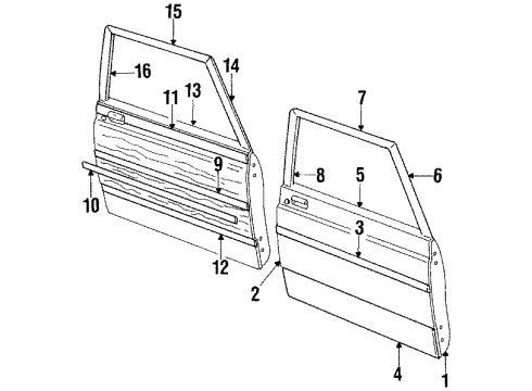 1985 Ford LTD Front Door & Components, Exterior Trim Handle Diagram for E4TZ-1021819-A