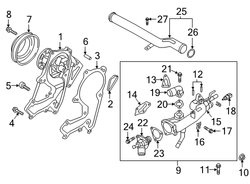 2020 Hyundai Palisade Powertrain Control Housing Assembly-THERMOSTAT Diagram for 25620-3L380